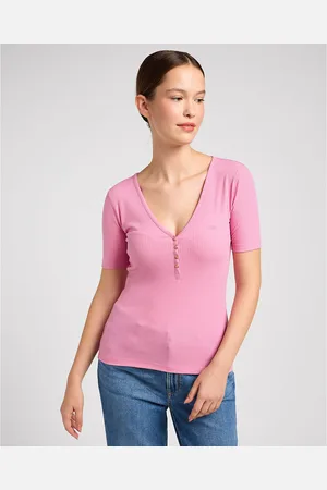 Lee T-shirt Scollo A V, Con Logo Donna Taglie M