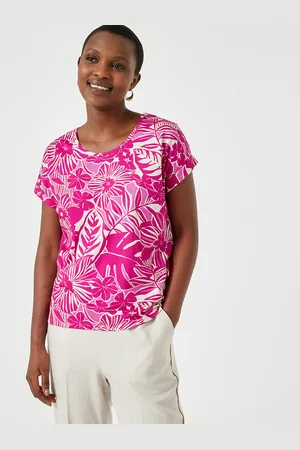 ANNE WEYBURN T-shirt Stampa Floreale, Girocollo, Maniche Corte Donna Taglie 38/40 (IT) - 34/36 (FR)