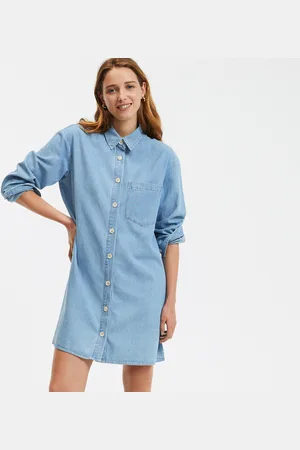 La Redoute Abito Chemisier In Denim, Maniche Lunghe Donna Taglie 38 (IT) - 34 (FR)