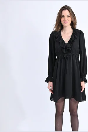 Molly Bracken Abito Maniche Lunghe Volant Al Collo Donna Taglie XS