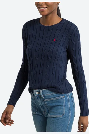 Ralph Lauren Pull Scollo Rotondo In Maglia A Trecce Donna Taglie L
