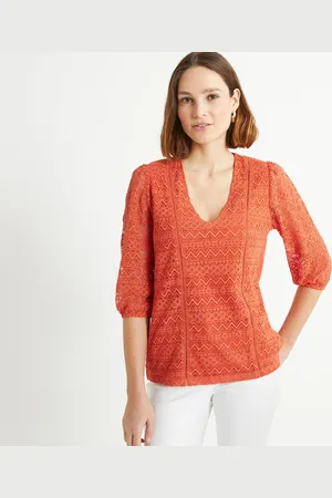 ANNE WEYBURN T-shirt Scollo A V, Maniche A 3/4 Donna Taglie 38/40 (IT) - 34/36 (FR)