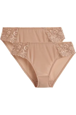 ANNE WEYBURN Confezione Da 2 Slip In Tulle Tinta Unita E Tulle Ricamato Lyssa Donna Taglie 38/40 (IT) - 34/36 (FR)