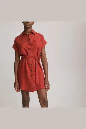 La Redoute Abito Chemisier Corto, Misto Lyocell E Lino Donna Taglie 50 (IT) - 46 (FR)
