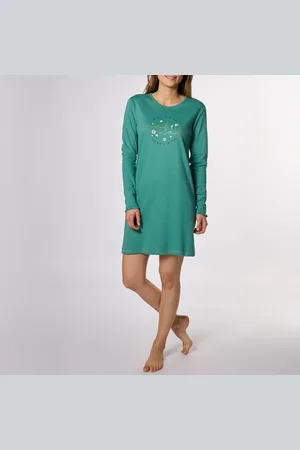 Naf-naf Camicia Da Notte Maniche Lunghe In Cotone Tweed Donna Taglie L