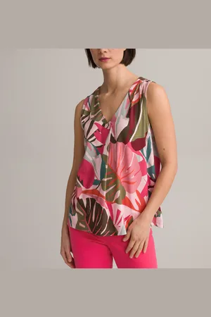 ANNE WEYBURN T-shirt Fantasia Scollo A V, Senza Maniche Donna Taglie 38/40 (IT) - 34/36 (FR)