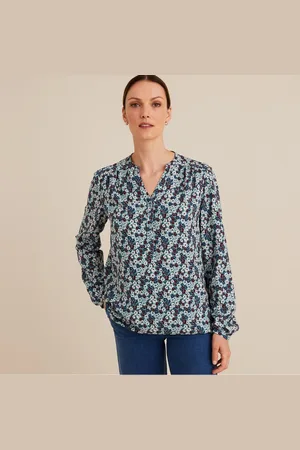 ANNE WEYBURN Blusa Scollo Tunisino, Stampa Floreale