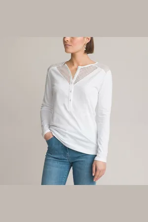ANNE WEYBURN T-shirt Bimateriale, Girocollo, Maniche Lunghe Donna Taglie 54/56 (IT) - 50/52 (FR)