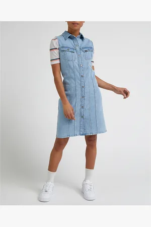 Lee Abito In Denim Senza Maniche, Bottoni A Pressione Donna Taglie XS