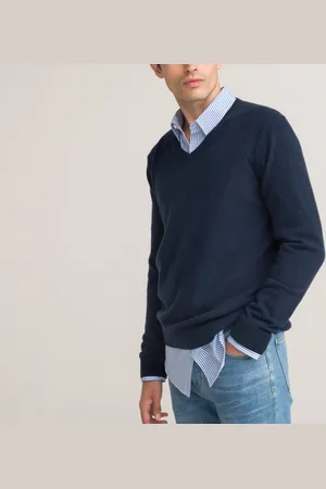 La Redoute Pull Scollo A V In Cashmere, Made In Europe Uomo Taglie S