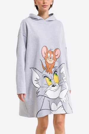 Tom & Jerry Felpa Morbida Lunga Con Cappuccio Tom & Jerry Donna Taglie S