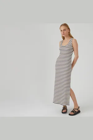 La Redoute Abito Top A Coste Rigato, Lunghezza Midi Donna Taglie XS