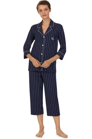 Ralph Lauren Pigiama Lungo, Maniche A 3/4 A Righe, In Cotone Donna Taglie XS