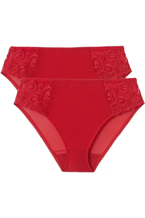 ANNE WEYBURN Confezione Da 2 Slip In Tulle Tinta Unita E Tulle Ricamato Lyssa Donna Taglie 38/40 (IT) - 34/36 (FR)