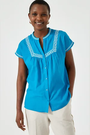 ANNE WEYBURN Blusa Ricamata, Girocollo, Maniche Corte
