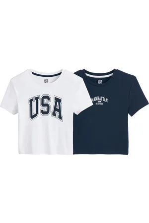 La Redoute Confezione Da 2 T-shirt Slim, Stampa Stile Campus Bambina Taglie 18 anni - 180 cm