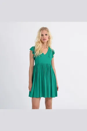 Molly Bracken Abito Corto Scollo A V, Maniche Con Volant Donna Taglie S