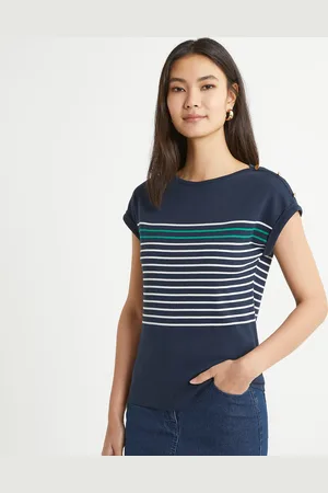 ANNE WEYBURN T-shirt A Righe, Scollo Rotondo, Maniche Corte Donna Taglie 38/40 (IT) - 34/36 (FR)