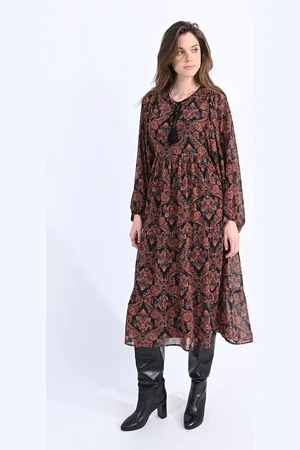 Molly Bracken Abito Lungo Stampato Collo Da Annodare Donna Taglie XS
