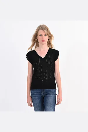 Molly Bracken Maglione Scollo A V A Maniche Corte Donna Taglie XS
