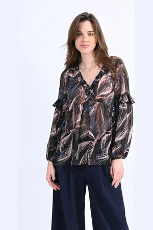 Molly Bracken Blousa Stampata Con Volant Donna Taglie S