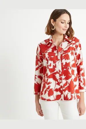 ANNE WEYBURN Camicia In Puro Cotone, Stampa Floreale, Maniche A 3/4 Donna Taglie 40 (IT) - 36 (FR)