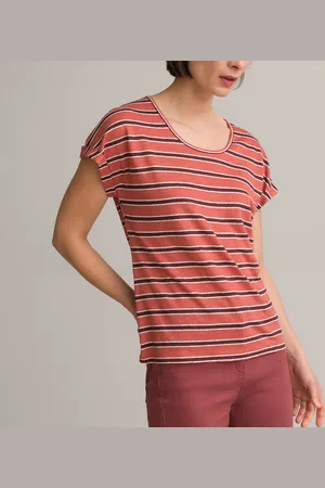 ANNE WEYBURN T-shirt In Lino A Righe, Girocollo, Maniche Corte Donna Taglie 42/44 (IT) - 38/40 (FR)