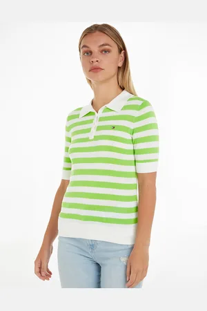 Tommy Hilfiger Polo A Righe A Maniche Corte Donna Taglie S