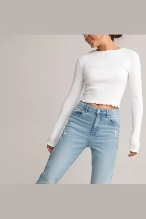 La Redoute T-shirt Cropped A Coste, Maniche Lunghe Bambina Taglie XXS