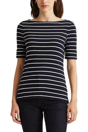 Ralph Lauren T-shirt A Righe Scollo A Barchetta Maniche Corte Donna Taglie XS