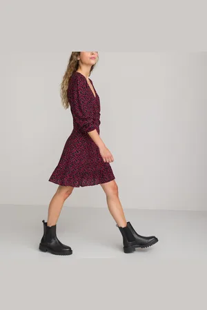 La Redoute Abito Maniche Lunghe Fluido, Motivo Floreale Bambina Taglie XXXS