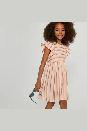 La Redoute Abito A Righe Con Maniche Corte E Volant Bambina Taglie 6 anni - 114 cm
