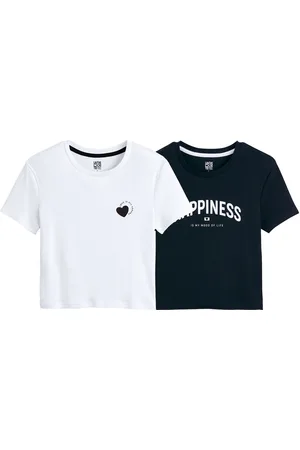 La Redoute Confezione Da 2 T-shirt Cropped Con Scritta Bambina Taglie 18 anni - 180 cm
