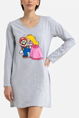 Super Mario T-shirt In Cotone Manica Lunga Mario Donna Taglie S