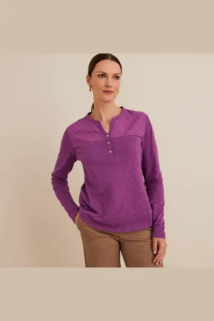 ANNE WEYBURN T-shirt Scollo Tunisino Maniche Lunghe Donna Taglie 38/40 (IT) - 34/36 (FR)
