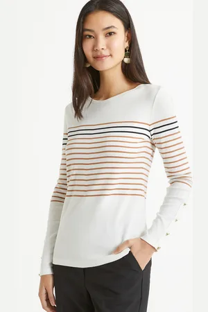ANNE WEYBURN T-shirt A Righe, Girocollo, Maniche Lunghe Donna Taglie 38/40 (IT) - 34/36 (FR)