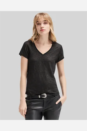 IKKS T-shirt In Lino Scollo A V Maniche Corte Donna Taglie XS