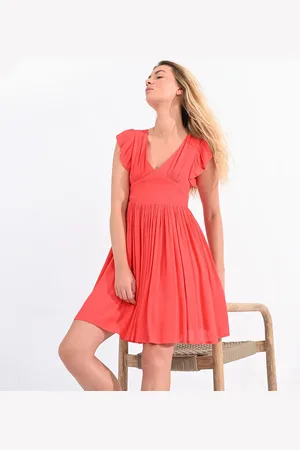 Molly Bracken Abito Corto Scollo A V, Maniche Con Volant Donna Taglie XS