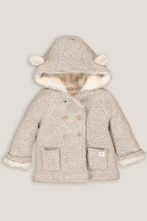 La Redoute Calda Felpa Con Cappuccio In Maglia E Tessuto Sherpa Taglie 24 mesi - 86 cm