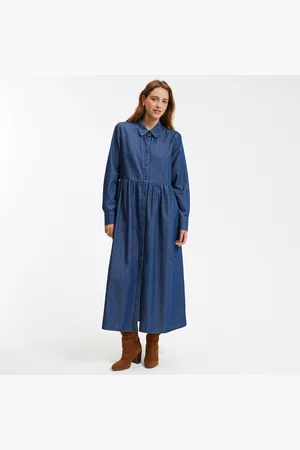 La Redoute Abito Lungo In Denim, Maniche Lunghe Donna Taglie 38 (IT) - 34 (FR)