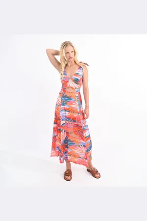 Molly Bracken Abito Lungo Fantasia, Scollo A V Donna Taglie XS