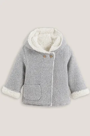 La Redoute Cardigan Con Cappuccio Foderato Sherpa Taglie 1 mese - 54 cm