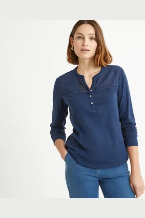 ANNE WEYBURN T-shirt Scollo Tunisino Maniche Lunghe Donna Taglie 46/48 (IT) - 42/44 (FR)