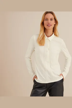 ANNE WEYBURN T-shirt Collo Polo, Maniche Lunghe Donna Taglie 42/44 (IT) - 38/40 (FR)