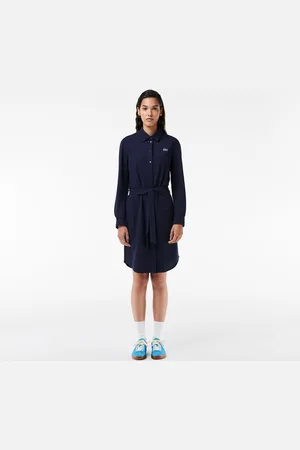 Lacoste Abito Chemisier Con Cintura, In Piqué Regolare Donna Taglie 44 (IT) - 40 (FR)