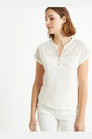 ANNE WEYBURN T-shirt Scollo Tunisino, Maniche Corte Donna Taglie 50/52 (IT) - 46/48 (FR)