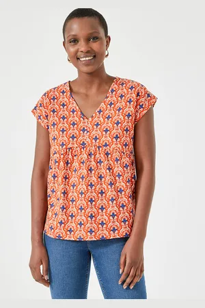 ANNE WEYBURN T-shirt Scollo A V, Maniche Corte, Stampa Grafica Donna Taglie 38/40 (IT) - 34/36 (FR)