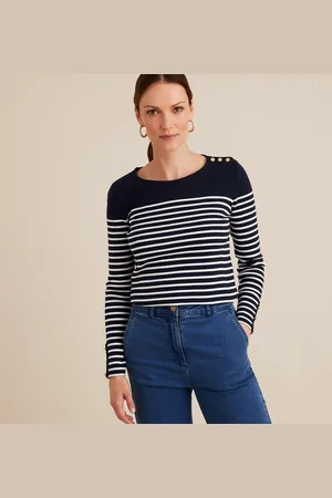 ANNE WEYBURN T-shirt A Righe, Girocollo, Maniche Lunghe Donna Taglie 38/40 (IT) - 34/36 (FR)