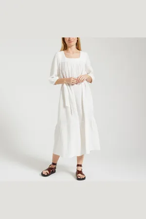 Des Petits Hauts Abito Midi In Garza Di Cotone Rosita Ecru Donna Taglie 3(L)