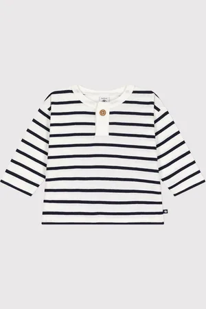 Petit Bateau T-shirt A Maniche Lunghe In Cotone A Righe Taglie 6 mesi - 67 cm